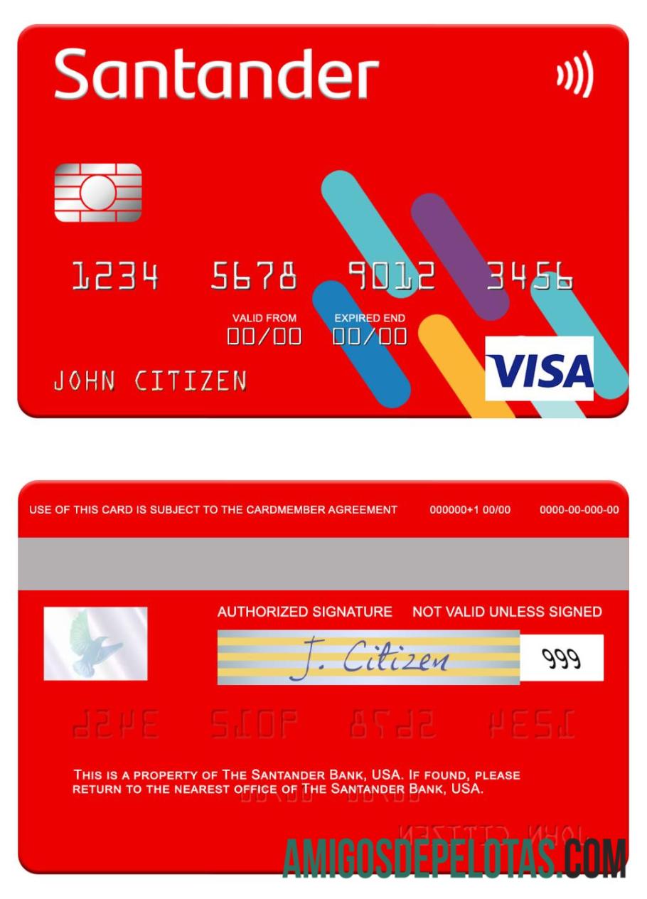USA Santander Bank Visa Card baixar para verificação